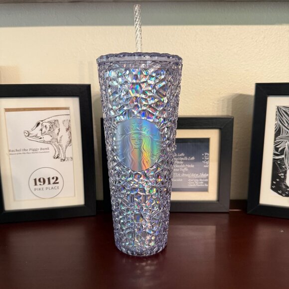 Starbucks Gem Iridescent Diamond Textured Tumbler 24 Oz With Matching Ornament - Picture 2 of 11